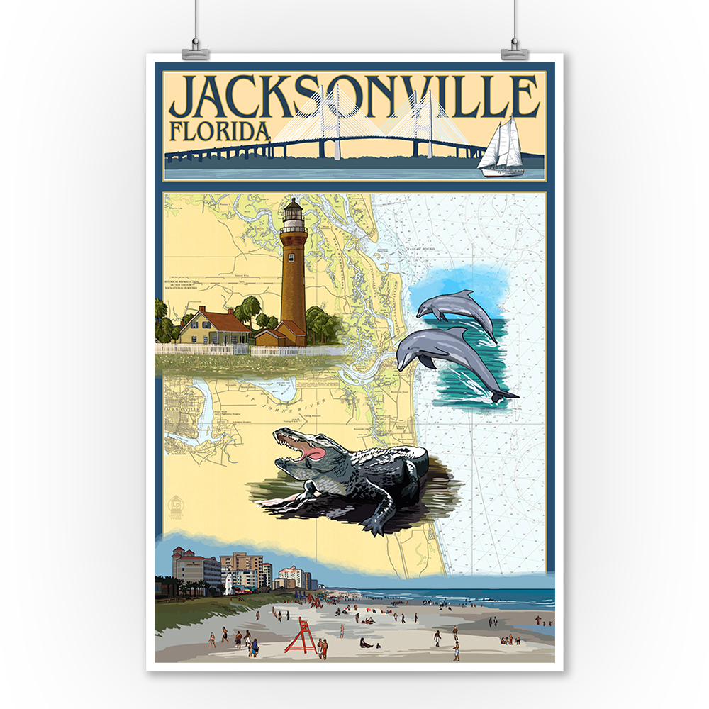 Jacksonville, Florida - Nautical Chart - Lantern Press Poster (9x12 Art