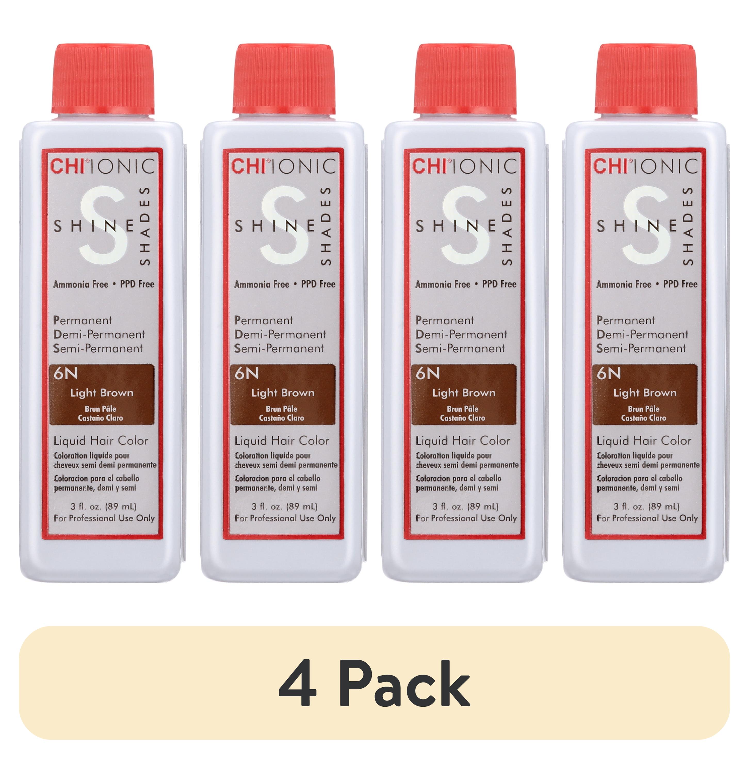 (4 pack) CHI Ionic Shine Shades Liquid Hair Color - 6N Light Brown - 3 oz