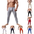 thumbnail image 3 of ALSLIAO - Mallas de compresión de seda fina para hombre, pantalones largos, ropa interior, color gris, talla 2XL, 3 of 8