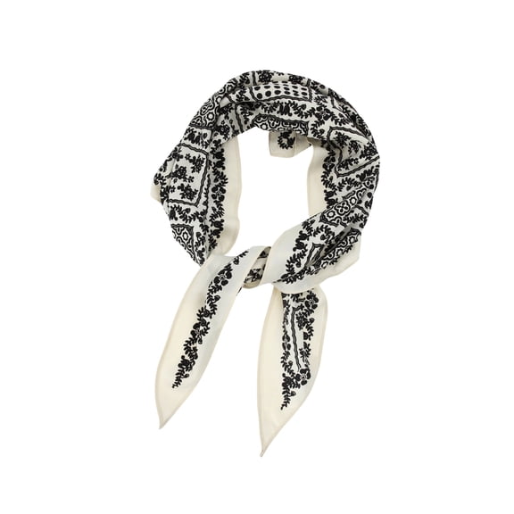 Vocoste 1 Pc Silk Scarf Multi-purpose Print Neck Scarf Black Beige