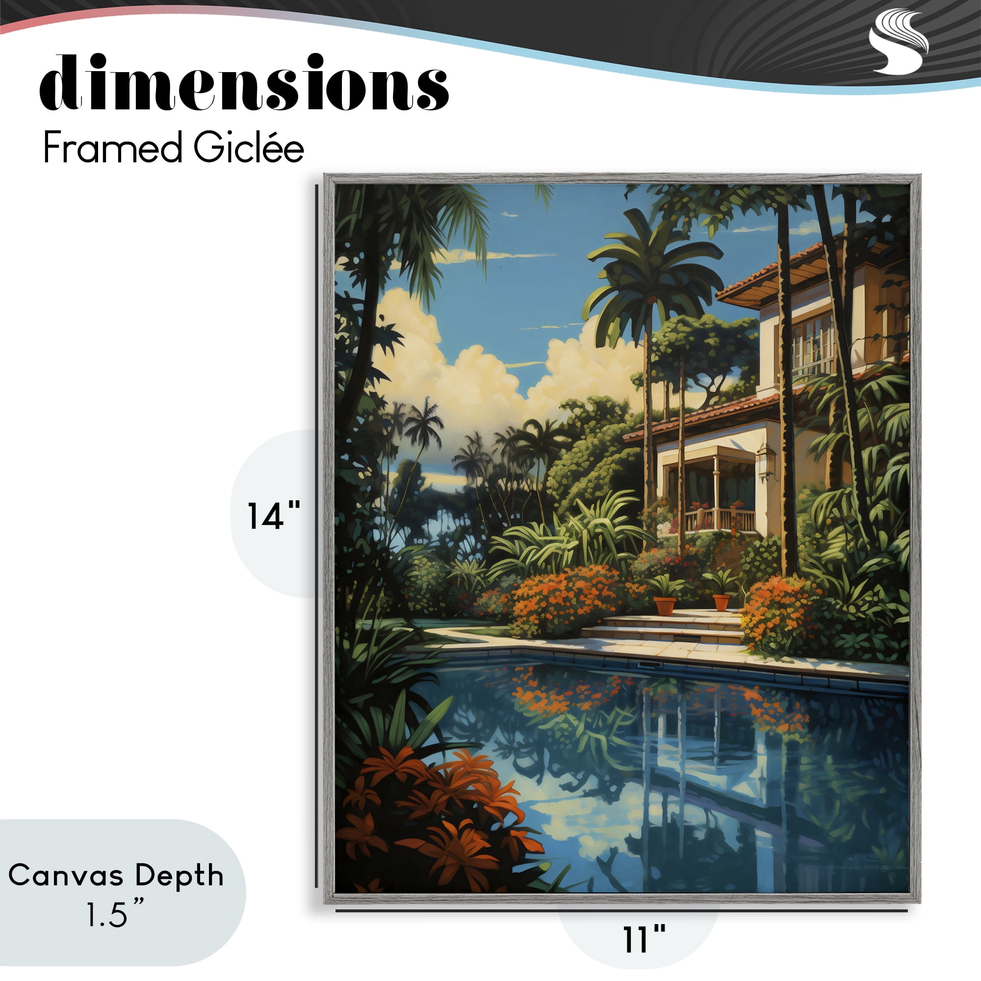 Stupell Industries Tropical Tranquility Villa Gray Framed Giclee Art, design by Creative Studio