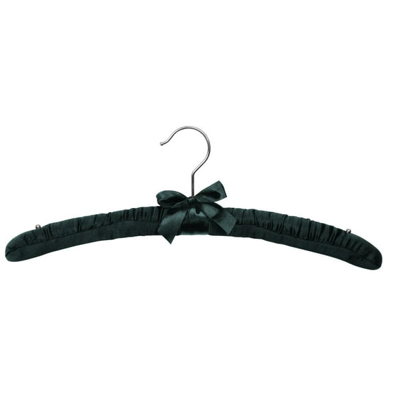 International Hanger Satin Padded Wood Combo Clothes Hangers, Black, 48 Count