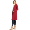 thumbnail image 3 of MOA COLLECTION Women's Solid Casual Loose Fit Long Sleeve Pocket Open Front Duster Cardigan, 3 of 5