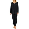 thumbnail image 1 of GESJQFZ Women Buttons V Neck Solid Color Long Sleeve Top Long Pants Pajama Set, 1 of 4