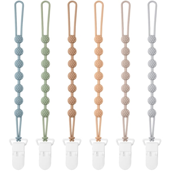 Pinza para chupetes Eascrozn de silicona, paquete de 6 unidades, para bebés y niñas