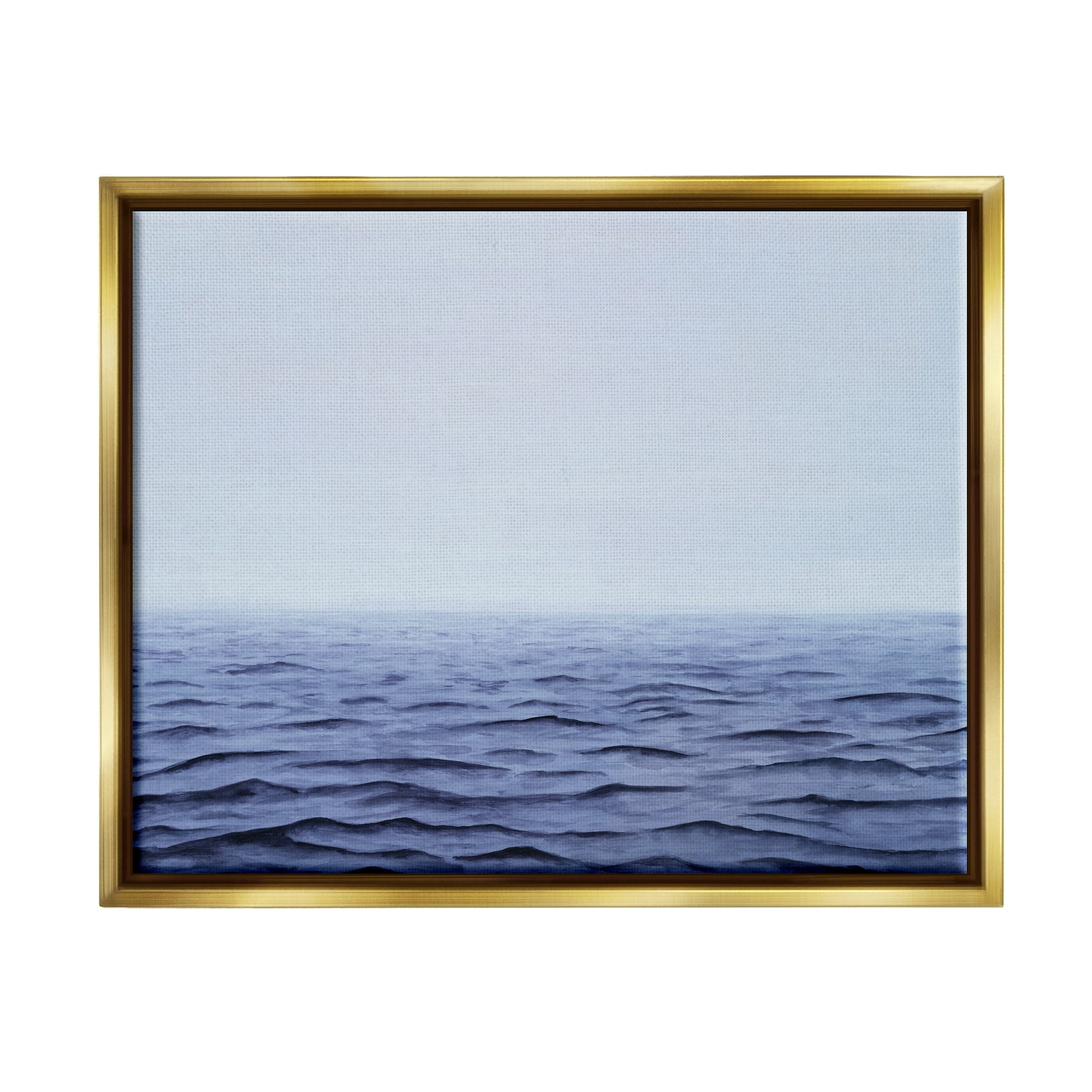 Stupell Industries Vast Ocean Horizon Soothing Blue Water Waves Photograph Metallic Gold Floating Framed Canvas Print Wall Art, Design by Michael Willett