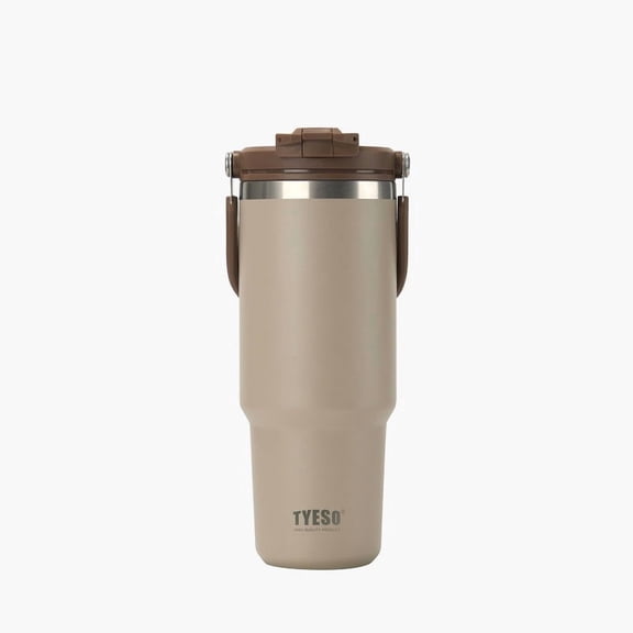 TYESO Tumbler with Flip Straw & Sip Lid, Vacuum Insulated Water Bottle, Double Wall Stainless Steel Coffee Cup Travel Mug Leak Proof (White, 40 OZ)