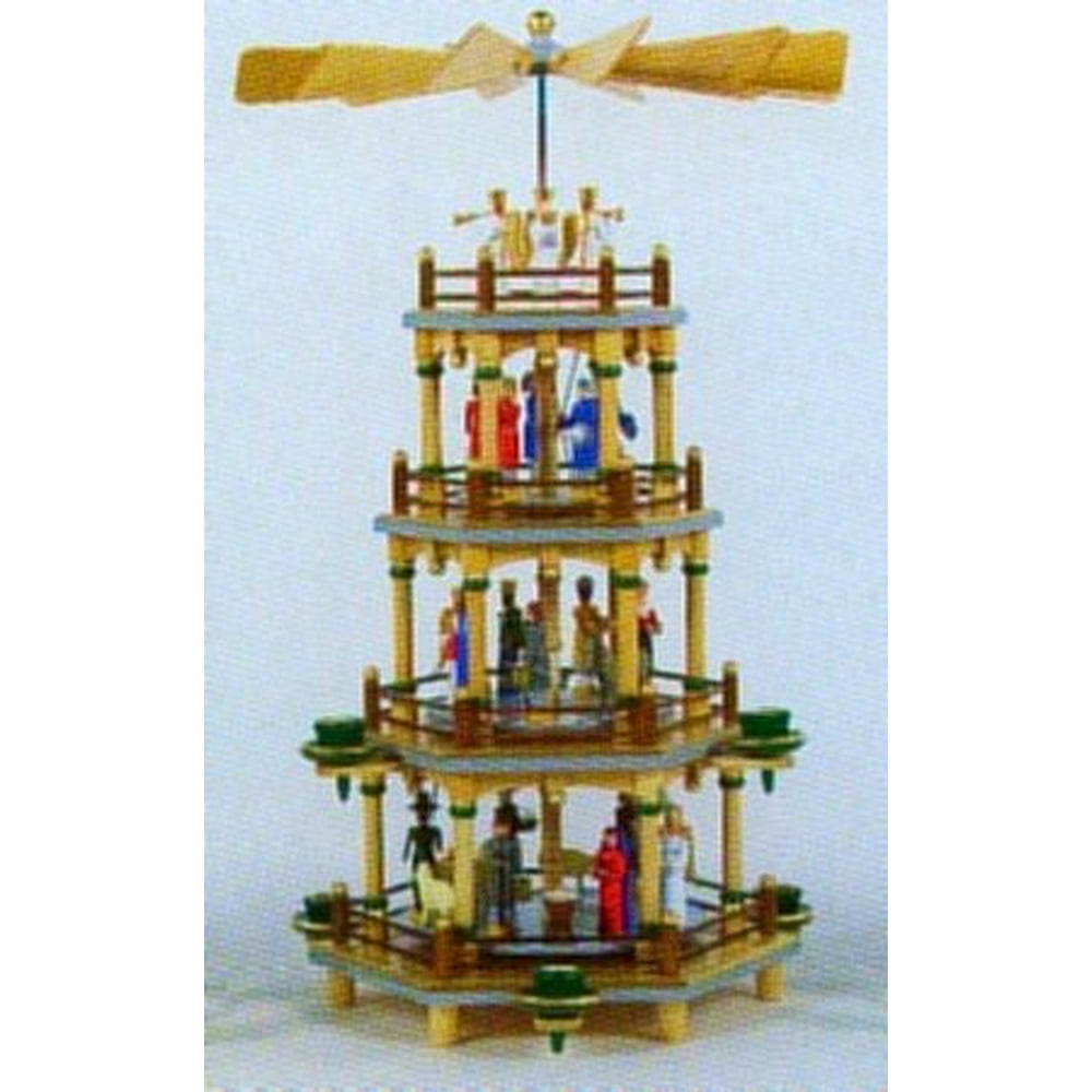 Colorful Nativity German Christmas Pyramid 4tier