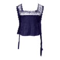 thumbnail image 5 of WEIWEN Lace Tank Tops for Women Lace Side Tie Tank Top Sleeveless Flowy Ruffle Cami Shirts Summer Going Out Crop Tops Navy, L, 5 of 5