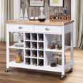 thumbnail image 3 of Costway Rolling Kitchen Island Bar Storage Serving Cart With Drawers and Wine Rack White, 3 of 10