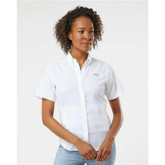 Columbia Women's PFG Tamiami Short Sleeve Shirt in white -Size 3XL
