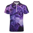 thumbnail image 4 of Purple Wolf Men Zipper T-shirt Summer Casual Short Sleeve T-shirt Top, 4 of 7