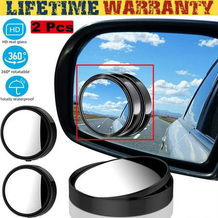 2PCS Blind Spot Mirrors Round HD Glass Convex 360° Side Rear View Mirror for Car