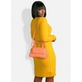 thumbnail image 3 of Rebdolls Women's Plus Heavy Knit Bodycon Mini Dress - Mustard - 5X, 3 of 3