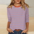 thumbnail image 2 of 3/4 length sleeve womens tops Summer Trendy Dressy Casual T-Shirt Round Neck Cute Tunic Tops Basic Tees Blouses Fall Fashion Clothes, 2 of 4