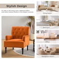 thumbnail image 4 of Upholstered Club Armchair Velvet Lounge Accent Chair Single Sofa Button Nailhead Wooden Legs Living Room Bedroom Orange, 4 of 6
