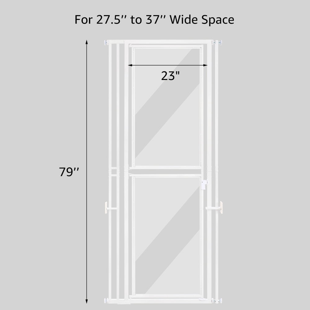 unipaws 79" Extra Tall Cat Gate, Clear Acrylic Dog Gate for Doorways, Fit 27.5"-37" Openings, White