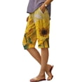 thumbnail image 1 of Pantalones cortos DMOYALA de lino con estampado floral de talle alto para mujer, amarillo 4XL, 1 of 2