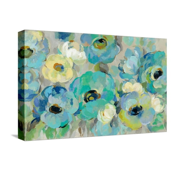 Art.com Fresh Teal Flowers Stretched Canvas Print Wall Art by Silvia Vassileva, 18" x 12"