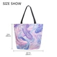 thumbnail image 5 of Open Top Canvas Tote Bag with Zipper Reusable Shopping Bag 13.5x15" Roomy Carryall Pale Pink Marine Creatures, 5 of 9