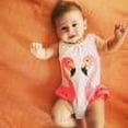 thumbnail image 3 of GYRATEDREAM Baby Girls One Piece Swimwear Toddler Kids Girls Swimsuit Cute Ruffled Bathing Suits With Swim Cap 18-24 Months, 3 of 9