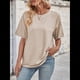 thumbnail image 4 of Camisetas Holgadas de Gran Tamaño para Mujer, Cuello Redondo, Corta, Blusa Informal de Verano Y2K 2025, Camiseta Básica Caqui M, 4 of 9