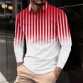 thumbnail image 2 of ZCFZJW Men's Striped Polo Shirt Long Sleeve Quarter Zip Pullover Sweater Casual Golf Shirts Vintage Striped Collar V Neck Tie Dye Graphic Fitness Tees Tops Red XXXXXL, 2 of 5