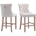 thumbnail image 3 of Velvet Upholstered Bar Stools Set of 4 with Back and Wood Legs, Metal Pulling Ring, Armless Counter Height Barstools for Kitchen Island, Pub, 3 of 8