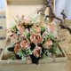 thumbnail image 4 of Ramo de flores de peonía artificial de 5 cabezas, simulación floral, tela de oficina en casa, ramo de peonía falsa, naranja claro tholdsy HA7399-05B, 4 of 6