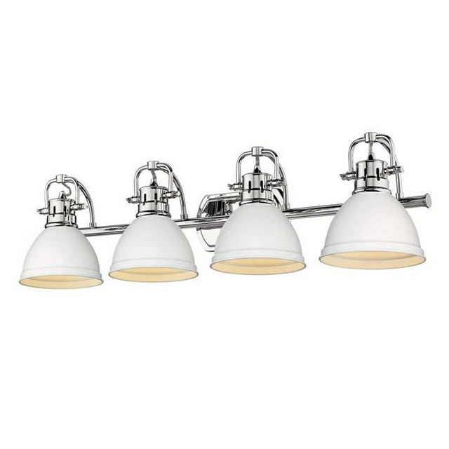 Golden Lighting 3602-BA4 CH-WHT Duncan 4 Light Bath Vanity, Chrome