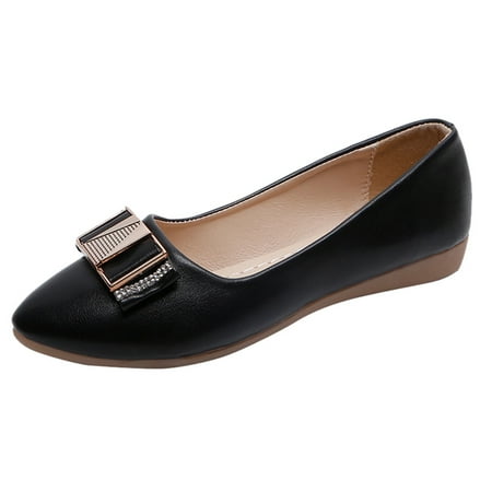 

Wesracia Women s Fashion Casual Crystal Shallow Pointed Toe Slip On Low Heels Shoes