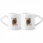 q playing cards pattern couple porcelain mug set cerac lover cup heart handle
