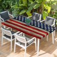 thumbnail image 2 of American Flag Table Cloths for 4 Foot Rectangle Tables, Vintage USA Flag Wooden Patio Waterproof Elastic Fitted Tablecloths, Washable Rectangular Table Cover for Camping, 2 of 8