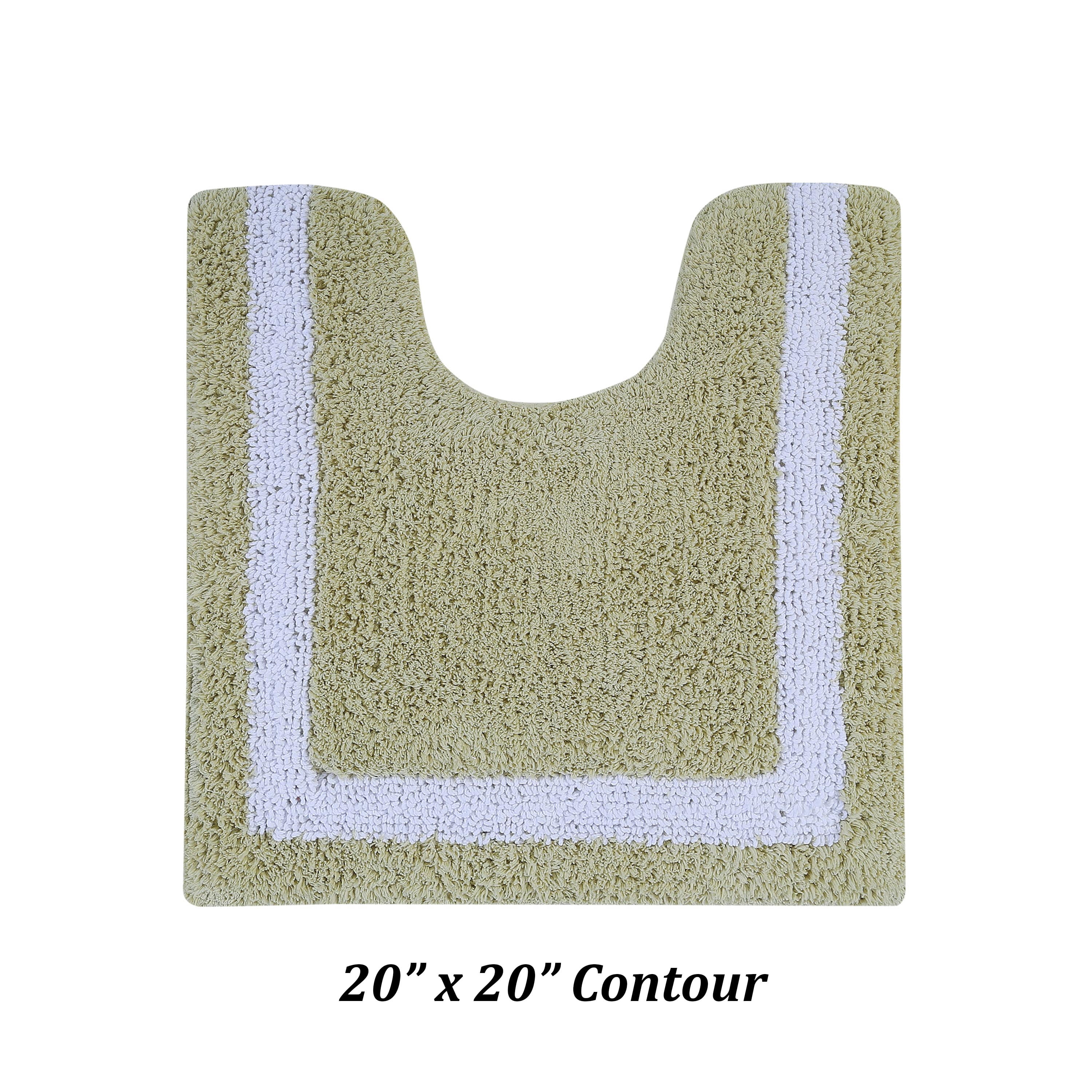 Better Trends 4 Piece Bathroom Rugs Set 100% Cotton Soft Bath Mat Water Absorbent, Reversible, Machine Washable for Home, Bathroom Decor Toilet Base Contour Mat, Hotel Multi Collection - Sage/White