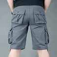 thumbnail image 4 of MIUOWANP Oversized Men's Casual Cotton Loose Fit Cargo Shorts with Multi Pocket Fashion Trend Solid Color Wide Leg Short Size XXXXL(14)Gray, 4 of 4