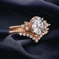 thumbnail image 2 of Oval Cut Moissanite Engagement Ring Set 2 Pcs Bridal Set Unique Curved Matching Band Art Deco Handmade Ring Rose Gold Jewelry Birthday Gifts, 2 of 2
