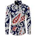thumbnail image 1 of Camisa de manga larga con estampado retro para hombre, ropa de tendencia de otoño, informal, para exteriores, estilo étnico personalizado, 1 of 6
