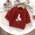 thumbnail image 2 of Glisme Knit Sweater For Girls Thermal Crewneck Long Sleeve Pullover For Infant Toddler Comfort Top Clothes Brick Red , 6-9 Months, 2 of 9