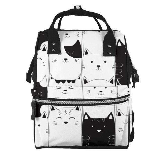 Disketp Doodle Cute Cat Mochila de Pañales de Gran Capacidad con Múltiples Bolsillos, Mochila de Viaje Multifuncional para Bebé, Unisex, Moderna y Resistente