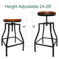thumbnail image 2 of eHemco Industrial Adjustable Swivel Metal Kitchen Counter stool with Wood Veneer Seat, Rustic Brown and Black, Set of 2, 2 of 8