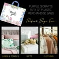 thumbnail image 3 of Púrpura Q Crafts Bolsas De Agradecimiento Para Negocios, Paquete De 50 Bolsas De Compras De Plástico Floral De 15 Pulgadas De Ancho X 12 Pulgadas De Alto Con Asa Suave, 3 of 5
