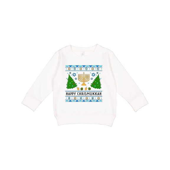 Inktastic Happy Chrismukkah Sweater Style with Menorah and Trees Toddler Sweatshirt