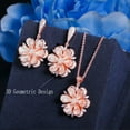 thumbnail image 5 of Elegant 585 Rose Gold CZ Flower Drop Earrings Necklace Jewelry Set for Womens, 5 of 9