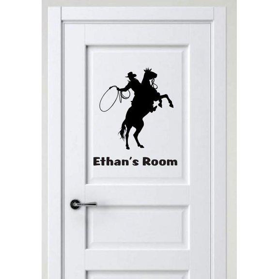 Personalized Name Vinyl Decal Sticker Custom Initial Wall Art Personalization Decor Cowboy Horse Western 10 Inches X 14 Inches