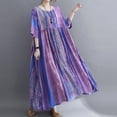 thumbnail image 4 of Vestido suelto de mujer Bolsillos con estampado floral vintage Media manga de gran tamaño Boho CACAGOO  Vestido de mujer, 4 of 7