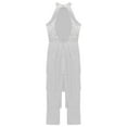 thumbnail image 6 of vastwit Women's Shiny Sequins Fringe Jumpsuit Halter Latin Salsa Rumba Rompers Silver XL, 6 of 7