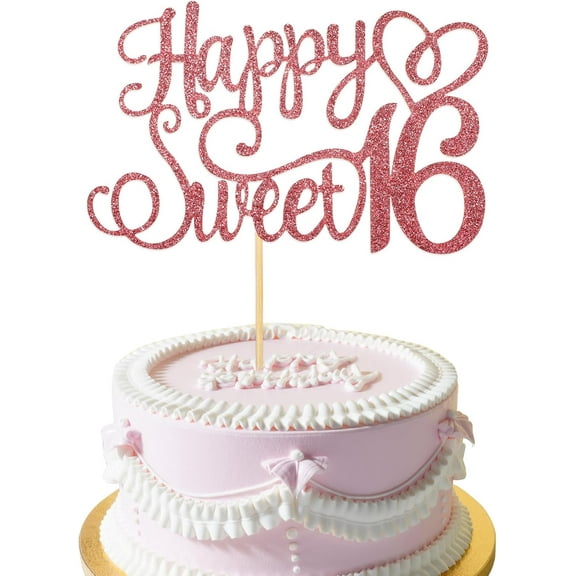 16 Cake Topper, Sweet 16 Birthday Party, Rose Gold