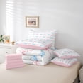 thumbnail image 6 of meiyoeat cute Seashell Bow 7-Piece Twin Bedding,Watercolor Coastal Style Bedding Comforter Set,Pink Reversible, 6 of 7