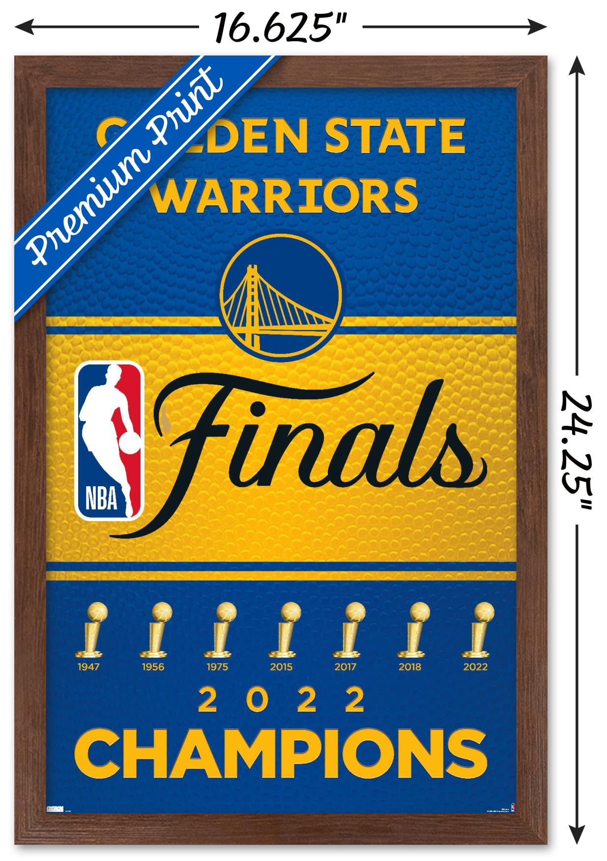 NBA Golden State Warriors - 2022 Commemorative NBA Finals Team Logo Wall Poster, 14.725" x 22.375" Framed
