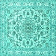 thumbnail image 1 of Ahgly Company Machine Washable Indoor Square Persian Turquoise Blue Traditional Area Rugs, 3' Square, 1 of 4